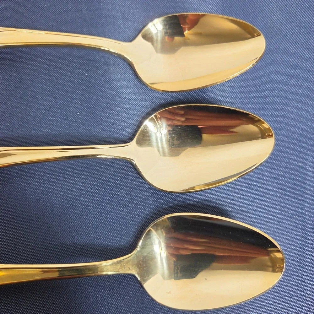 Vintage Excel Stainless Korea Symphony Gold Plated Teaspoon Set of 3